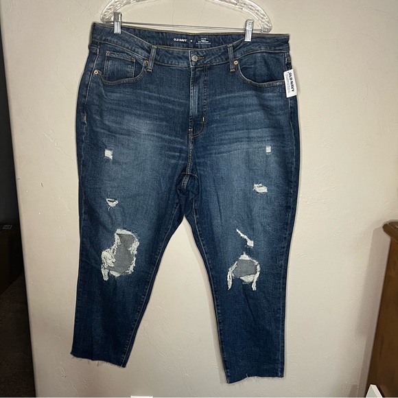 NWT Old‎ Navy Saylor High-Rise Curvy OV Straight Distressed Raw Hem Denim Jeans - Picture 2 of 10